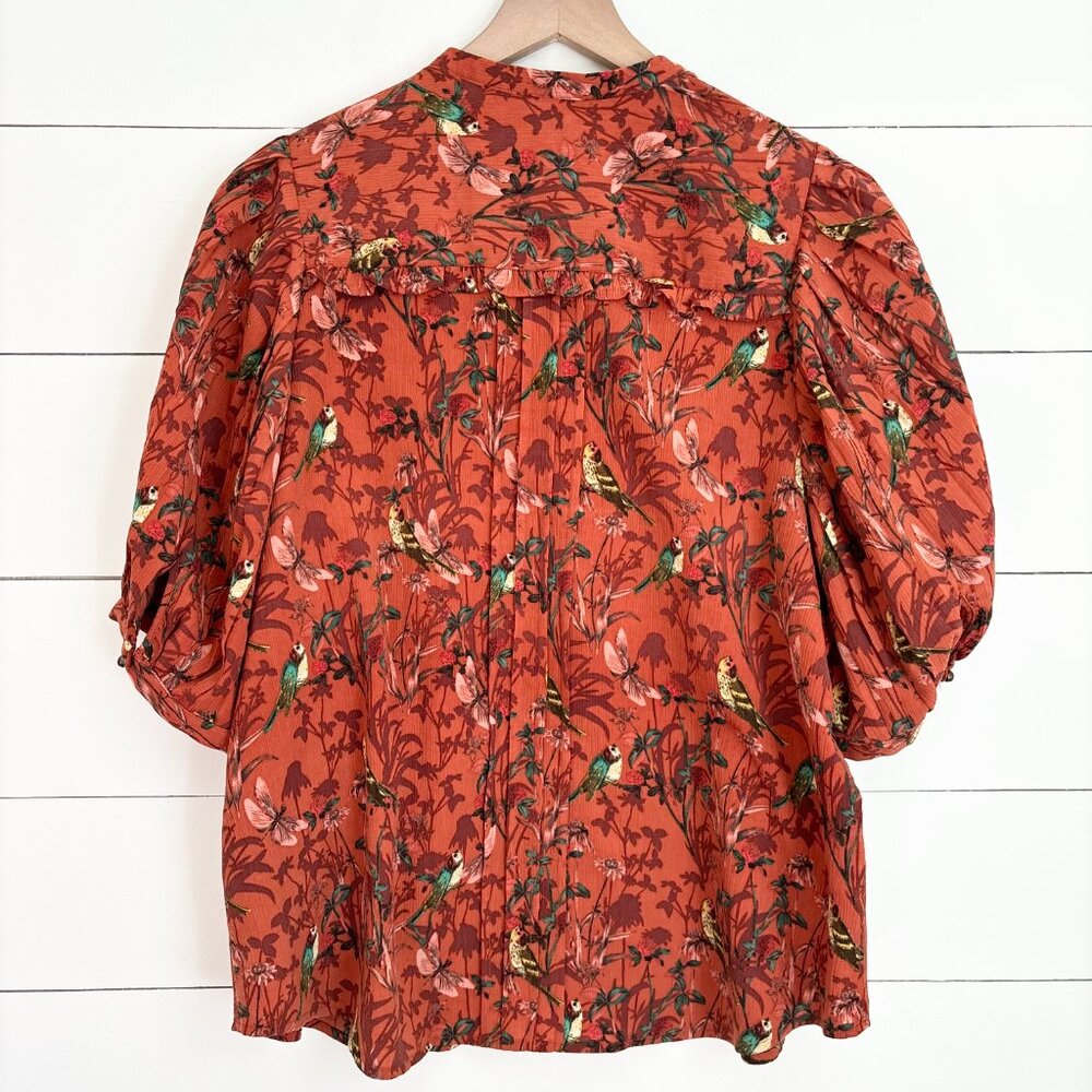Maeve by Anthropologie rust orange with birds button down top - Picture 4 of 5
